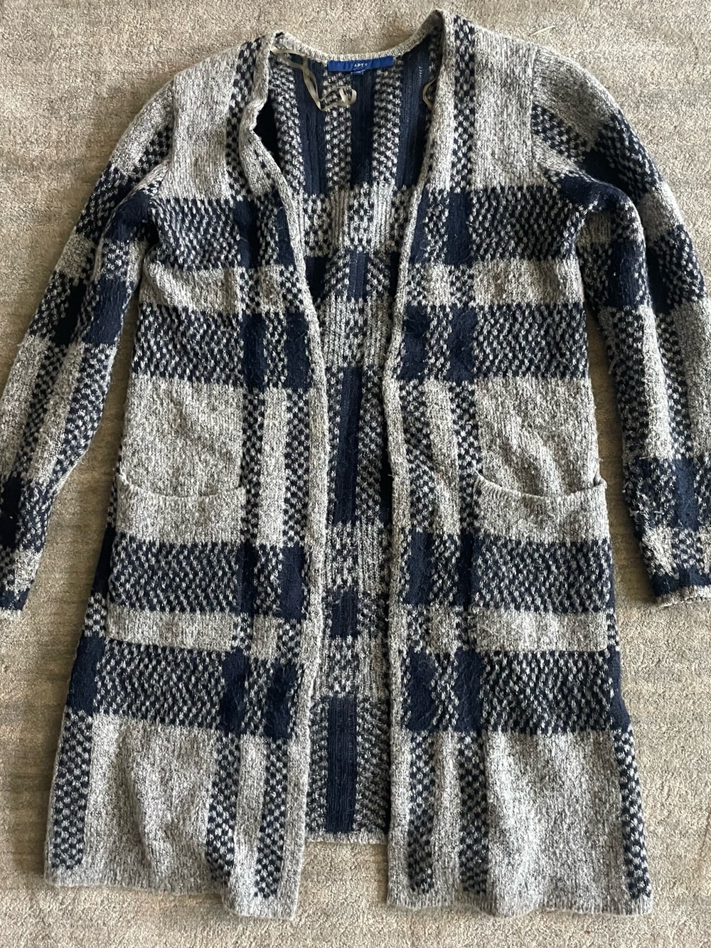 Apt 9 Chunky Open Front Plaid Duster Cardigan Sweater with Pockets